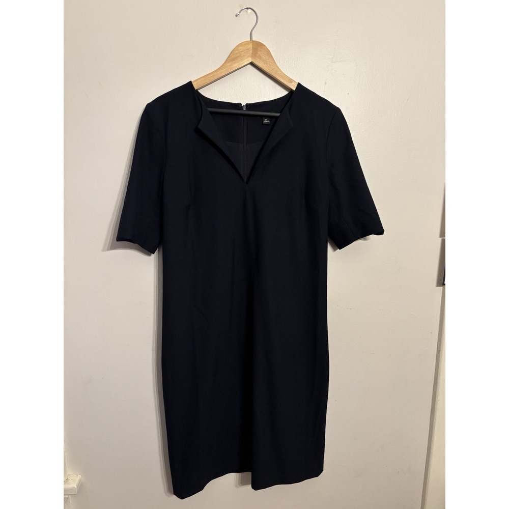 Ann Taylor Women's Navy Blue‎ Split Neck Sheath Dress Half Sleeves Size 6T